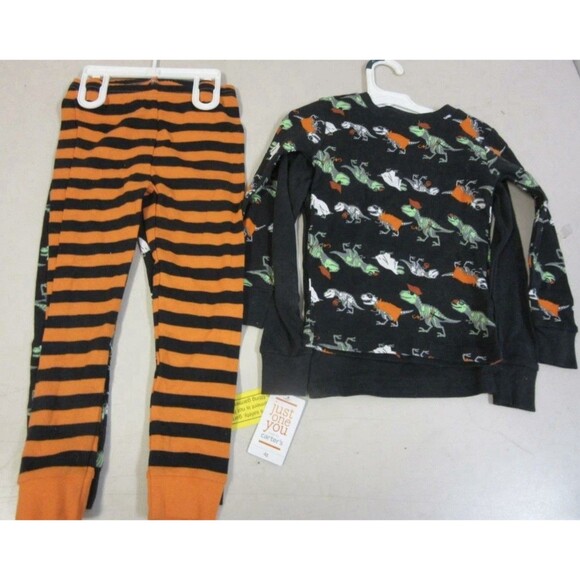 Carter's 4 Piece Glow in the Dark Dinosaur T-Rex Halloween Pajama Set 2 Toddler - Picture 9 of 9